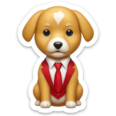 golden dog with white tie,red shirt cut body sticker