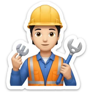 Electricity power man employer at work with black hair sticker