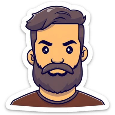 man with thick beard and distinct heavy eyebrows sticker