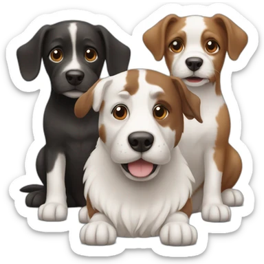 three dogs: one black, one brown and one white sticker
