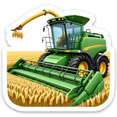 An icon featuring a wheat field, a combine harvester, fertilizer formulas, and plant cells, symbolizing agronomy. The design includes farming tools and crops, representing agricultural science, crop production, and plant biology. Transparent background highlights sustainable farming and growth. sticker