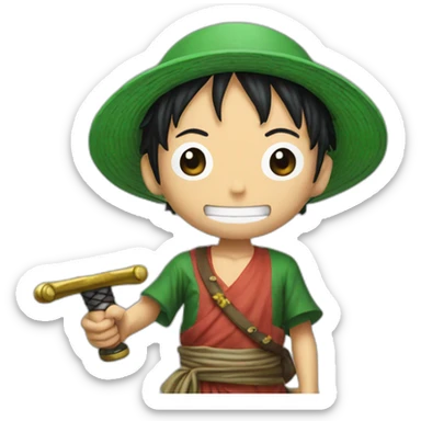 Luffy who got Zoro’s sword sticker