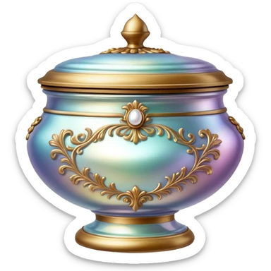 Iridescent body cream in vintage Victorian container  sticker