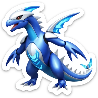 Shiny futuristic Cyber-Kyurem-Kyogre-Latios-Lugia-Fakémon-hybrid-creature (full body)  sticker