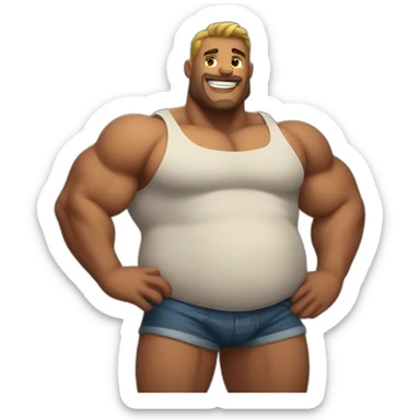 A muscular man with a big belly sticker