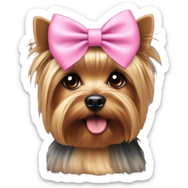 Yorkie with a pink bow on sticker