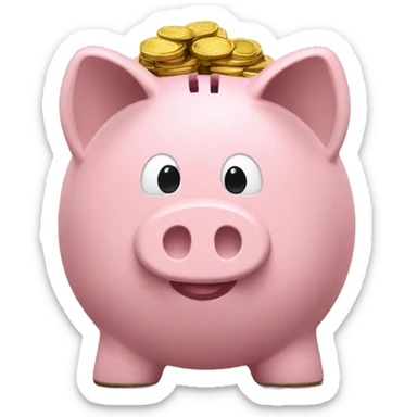piggy bank with lots of coins sticker