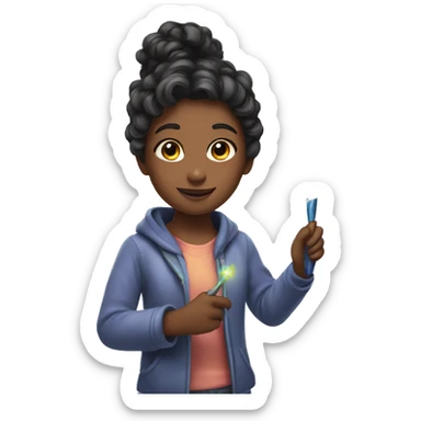 girl with magic wand sticker