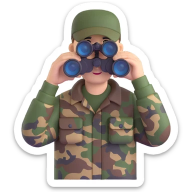 hunter with binoculars and camouflage sticker
