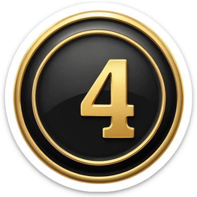 Make a round badge for a paid subscription out of black stone and gold with the number 4 sticker