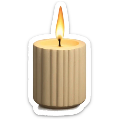 candle in beige concrete ridged vessel sticker