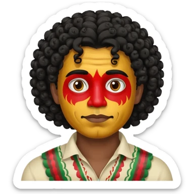 painted face mexican theme, curly hair, male sticker
