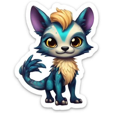 Cool cute Kawaii edgy fantasy shiny chibi animal creature fursona Fionbri vernid by griffsnuff & LiLaiRa & Falvie full bodyal sticker