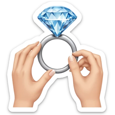 a hand holding a diamond engagement ring  sticker