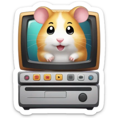 cute hamster streaming her playing tv game sticker