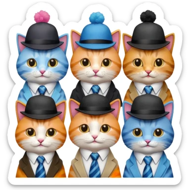 cat with ties and hats diffrents cats sticker
