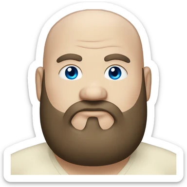 a fat white man with blue eyes and a brown goatee and bald sticker