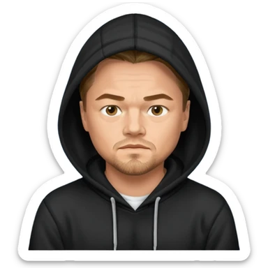 leonardo di caprio with black hoodie sticker