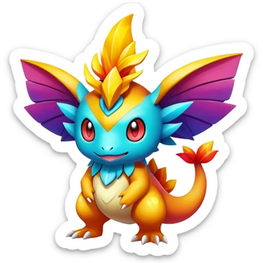 Elemental magical colorful exotic animesque Pokémon-Fakémon-creature, (full body) sticker