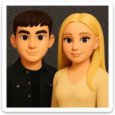 Keep the image unchanged except slightly spread the people apart from each other. Preserve the original style and background as is. sticker