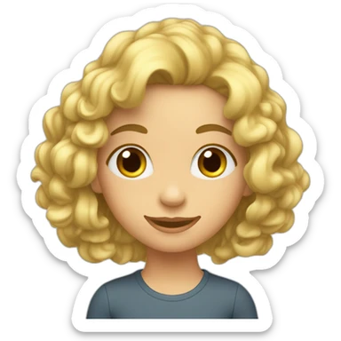 Fille avec des cheveux longs bouclés blond qui surf sticker