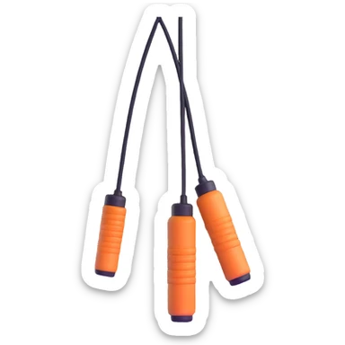Jump rope gym equipment floating in the air, bright colors sticker
