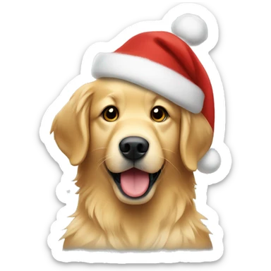 Golden Retriever with a christmas hat sticker