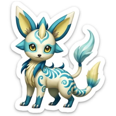 Tropical Tiny Marked Patterned Tribal Shiny Albino Oriental Asian Patterned Tropical Exotic Toxic  WereGarurumon-Meloetta-Umbreon-Vaporeon-Absol-fusion-hybrid-creature (full body) sticker