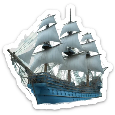 A French armada naval war ship, painted sky blue sticker
