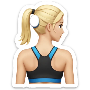 sporty blonde woman cartoon emoji style back view sticker