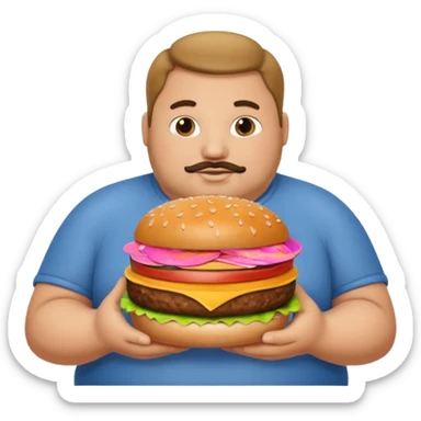 fat guy holding burger sticker