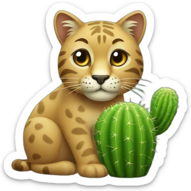 big cat that look as a cactus sticker