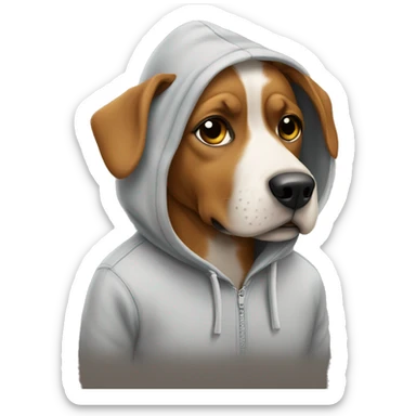 Dog wesring a hoodie sticker