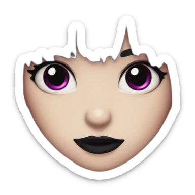 Elissabat-with-bangs-long-hair-purple-and-black-vampire-with-fangs-goth-makeup sticker