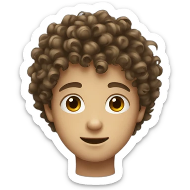 curly hair european boy sticker