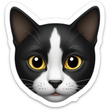 A black cat with white patch from nose to bottom sticker