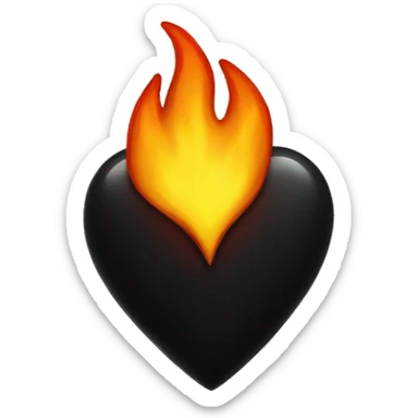 black heart with fire sticker