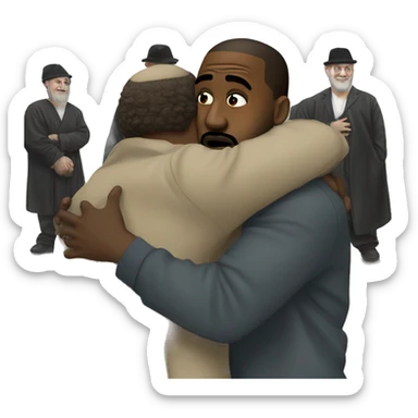 Kanye hugging Jews sticker