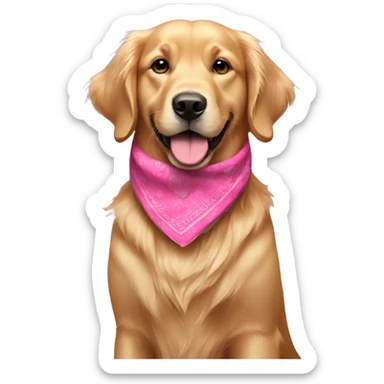 Dark golden retriever with pink bandana sticker