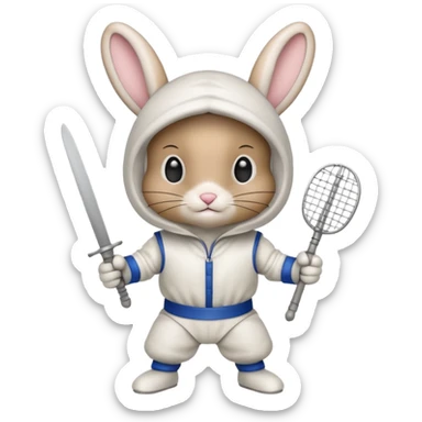 a fencing bunny sticker
