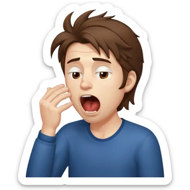 Weak man with disheveled hair yawning sticker