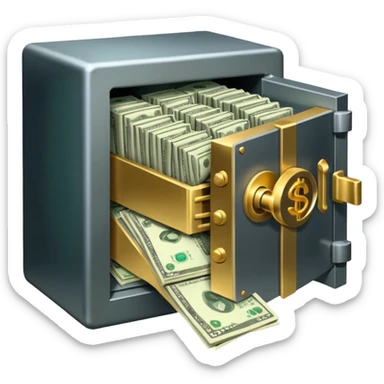 unlocked bank vault full of cash sticker