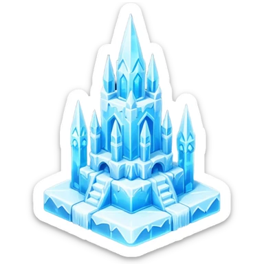 ice palace object icon, crystal ice palace, tall icy towers, transparent blue ice walls, sparkling details, soft glow, 3D cartoon, mobile game icon style, centered, clean background, soft shadow, no text, no watermark



 sticker