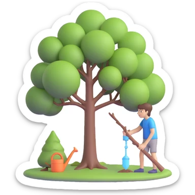 18 year old boy watering a tree sticker