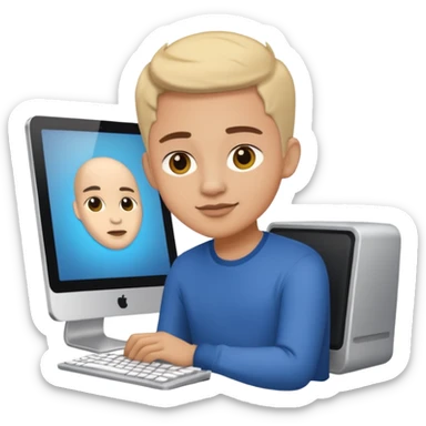 designer with a computer sticker