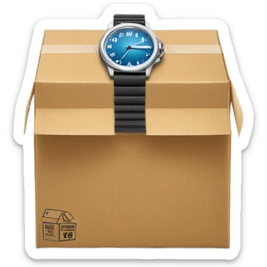 A hand watch peeking of a delivery package sticker