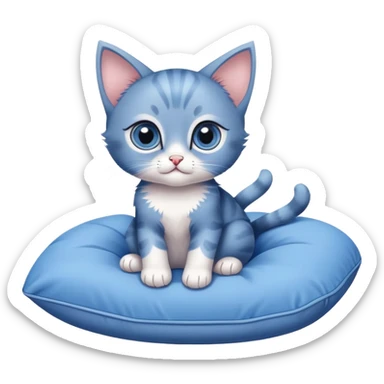 A cute blue kitten with large eyes and paws. Only the front paws are visible, resting on a cushion. The kitten is looking forward. Minimalist design with no detailed features sticker