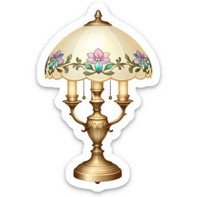 vintage rococo light pearl iridescent dainty floral lamp sticker
