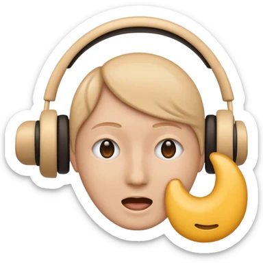 Create clear, modern iPhone-style emojis representing Hear. Include an ear or sound waves, showing passive hearing. sticker