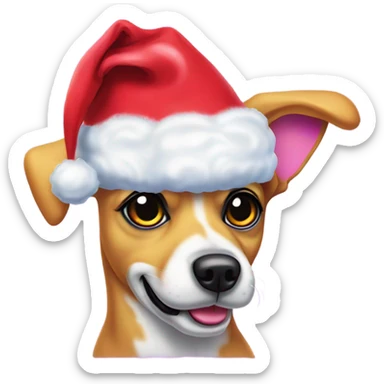 Lisa frank Christmas dog with Santa hat sticker